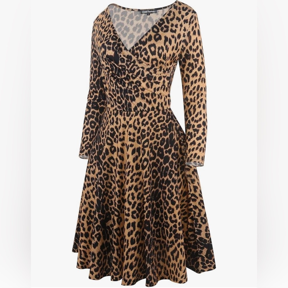 1950s Inspired Leopard Print Dress